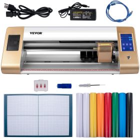 Vinyl Cutter Machine, 18 in / 450 mm Max Paper Feed Cutting Plotter, Automatic Camera Contour Cutting LCD Screen Printer w/Stand Adjustable Force and