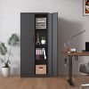 71"H Metal Garage Storage Cabinet, Black Tool Steel Locking Cabinet with Doors and 3 Shelves, Tall Cabinets for Garage Storage Systems Lockable File C