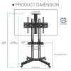 Mobile TV Stand on Wheels, 32-65 Inch TV Cart up to 132lbs with Adjustable Laptop Shelf and Top Tray for Flat Panel Curved Screen Rolling Floor TV Sta
