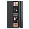 72"H Metal Garage Storage Cabinet, Black Tool Steel Locking Cabinet with Doors and 4 Shelves, Tall Cabinets for Garage Storage Systems Lockable File C