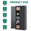 72"H Metal Garage Storage Cabinet, Black Tool Steel Locking Cabinet with Doors and 4 Shelves, Tall Cabinets for Garage Storage Systems Lockable File C