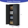 71"H Metal Garage Storage Cabinet, Black Tool Steel Locking Cabinet with Doors and 3 Shelves, Tall Cabinets for Garage Storage Systems Lockable File C