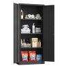 71"H Metal Garage Storage Cabinet, Black Tool Steel Locking Cabinet with Doors and 3 Shelves, Tall Cabinets for Garage Storage Systems Lockable File C