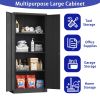 71"H Metal Garage Storage Cabinet, Black Tool Steel Locking Cabinet with Doors and 3 Shelves, Tall Cabinets for Garage Storage Systems Lockable File C
