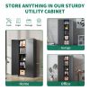 72"H Metal Garage Storage Cabinet, Black Tool Steel Locking Cabinet with Doors and 4 Shelves, Tall Cabinets for Garage Storage Systems Lockable File C