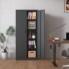 72"H Metal Garage Storage Cabinet, Black Tool Steel Locking Cabinet with Doors and 4 Shelves, Tall Cabinets for Garage Storage Systems Lockable File C