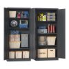 71"H Metal Garage Storage Cabinet, Black Tool Steel Locking Cabinet with Doors and 3 Shelves, Tall Cabinets for Garage Storage Systems Lockable File C