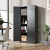 71"H Metal Garage Storage Cabinet, Black Tool Steel Locking Cabinet with Doors and 3 Shelves, Tall Cabinets for Garage Storage Systems Lockable File C