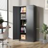 72"H Metal Garage Storage Cabinet, Black Tool Steel Locking Cabinet with Doors and 4 Shelves, Tall Cabinets for Garage Storage Systems Lockable File C
