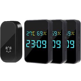 Outdoor Wireless Doorbell Digital Door Bell No Battery Self-powered Button Doorbell 200M Range 38 Chord Waterproof Security Door (Plug Type: US plug, Color: Black-2)