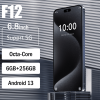 Unlocked Smart Phone, Android 13 Cell Phone 6GB+256GB, 6.8" HD Screen Smartphone, Octa Core Mobile Phone Support 5G Dual SIM/Flash Memory/13MP+32MP Ca