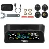Wireless Solar Car Tire Pressure Monitoring System Auto Tire Pressure Monitor with Built-in Sensors Temperature Alarm for Car SUV Sedan RV